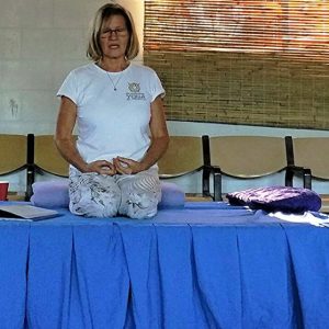 Lyn teaching yoga